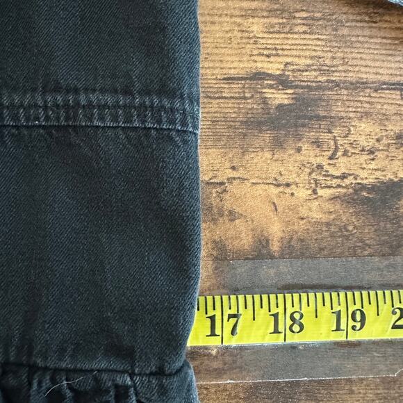 Old Navy 100 Cotton Smocked Back Wide Leg Ankle Jumpsuit Large Black EUC Boho - Picture 6 of 13